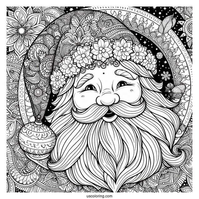 Detailed Santa Claus Mandala For Adults