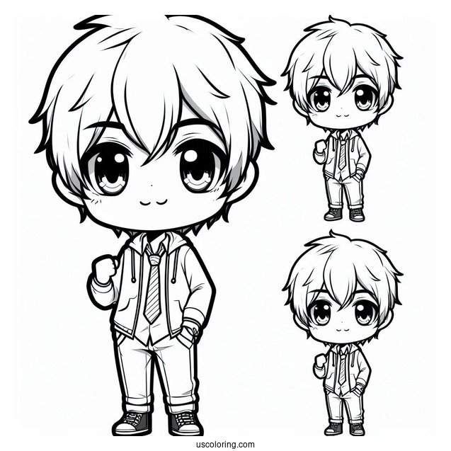 Cool Chibi Boy Coloring Page For Kids