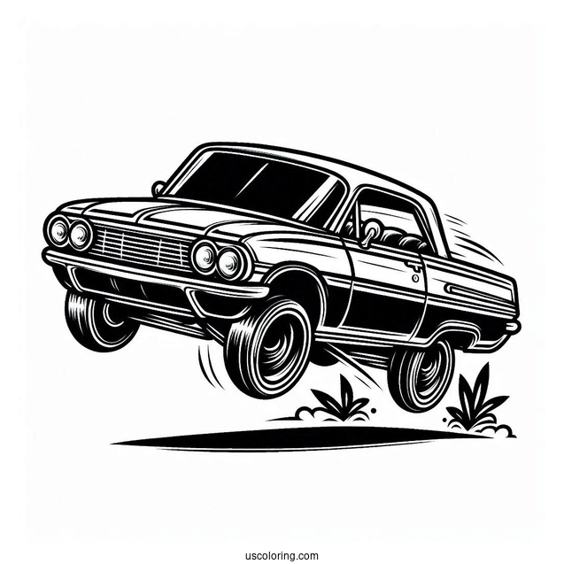 Easy Outline Of Lowrider Coloring Page Hopping Sideways For Kids