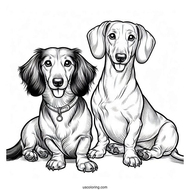 Two Dachshunds Posing For Picture
