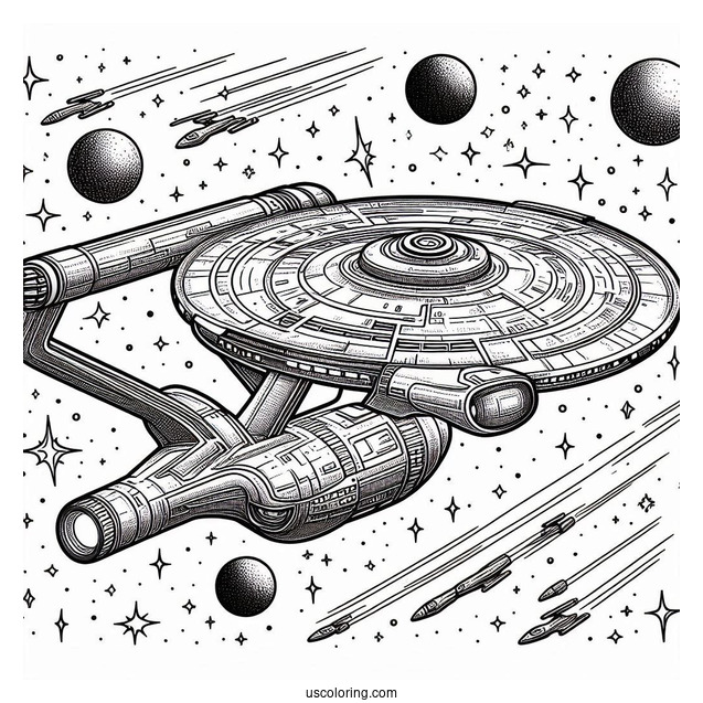 Star Trek Coloring Page Of Detailed Maquis Raider Starship
