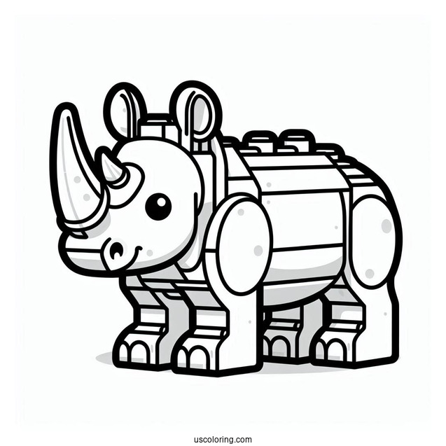 Lego Rhinoceros Coloring Page For Kids