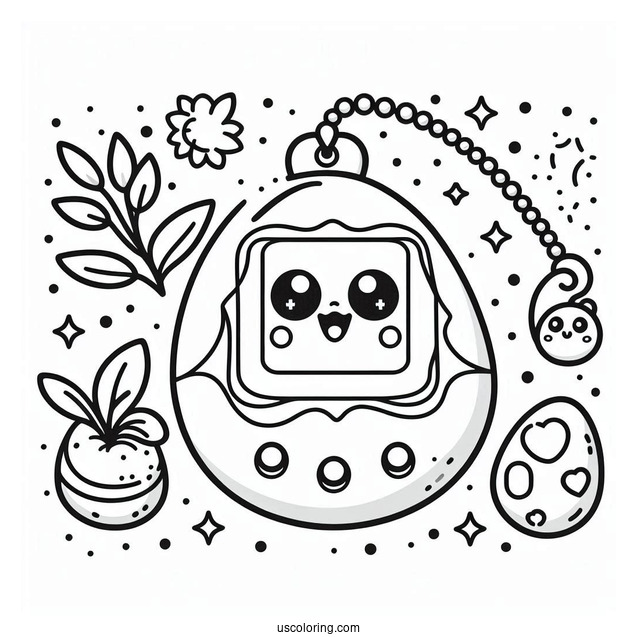 Simple Tamagotchi Coloring Pages Pet In Console