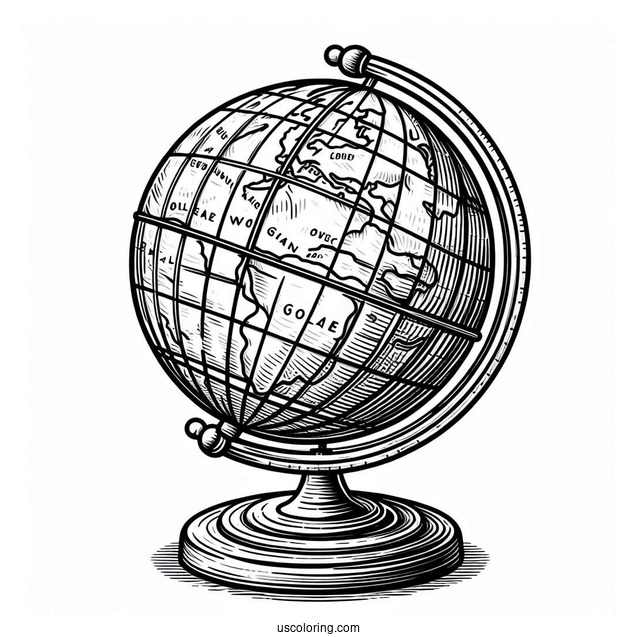 Globe With Longitude And Latitude Lines On A Dowel