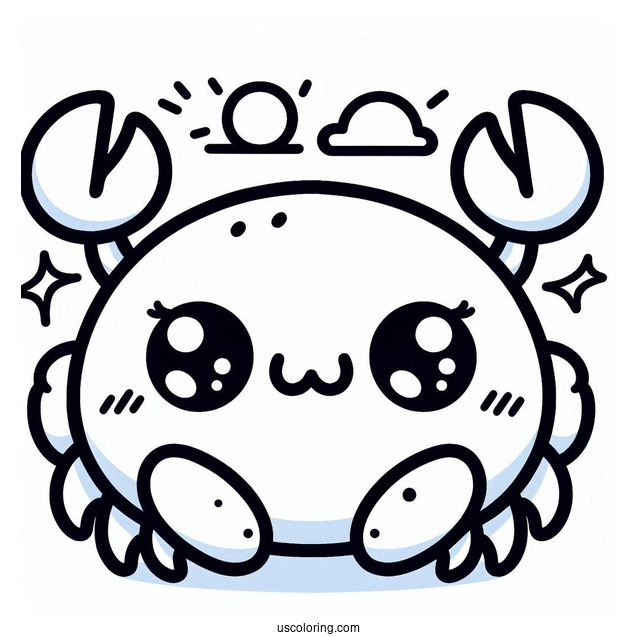 Kawaii Smiling Crab Coloring Page For Preschoolers