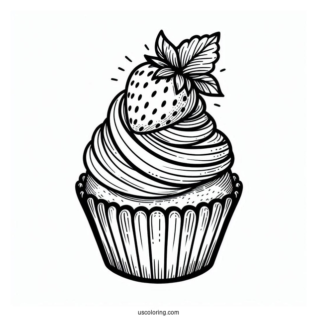 Strawberry Cupcake Coloring Sheet