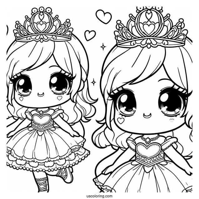 Cute Chibi Princess Coloring Page For Preschoolers