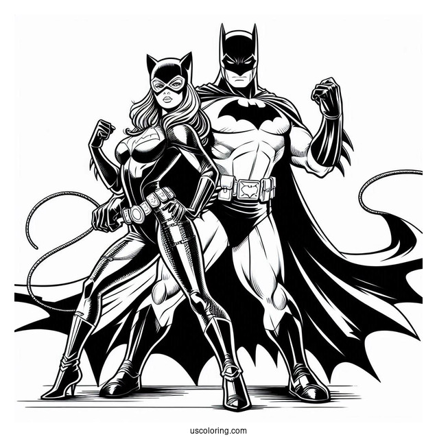 Batman And Catwoman Coloring Sheet