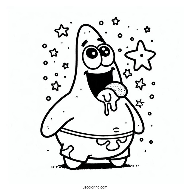 Simple Outline Of Patrick Star Coloring Page Drooling
