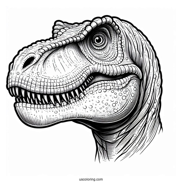 Close Up Of T-Rex Head Coloring Sheet