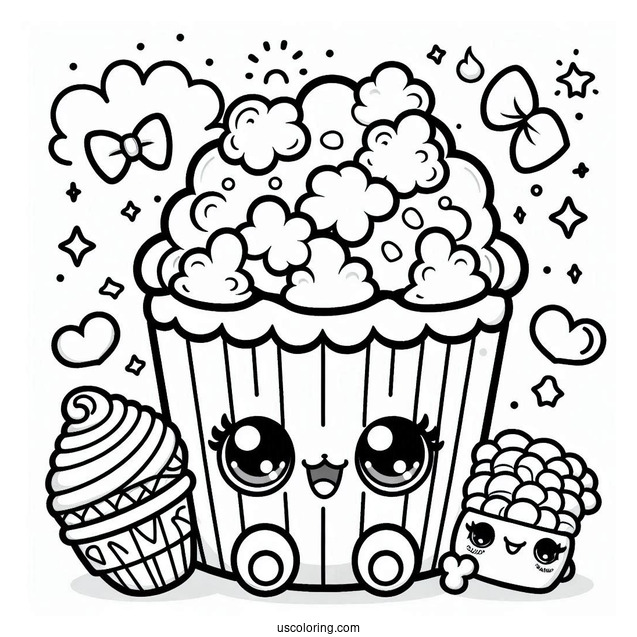 Cute Popcorn Shopkins Coloring In For Kids