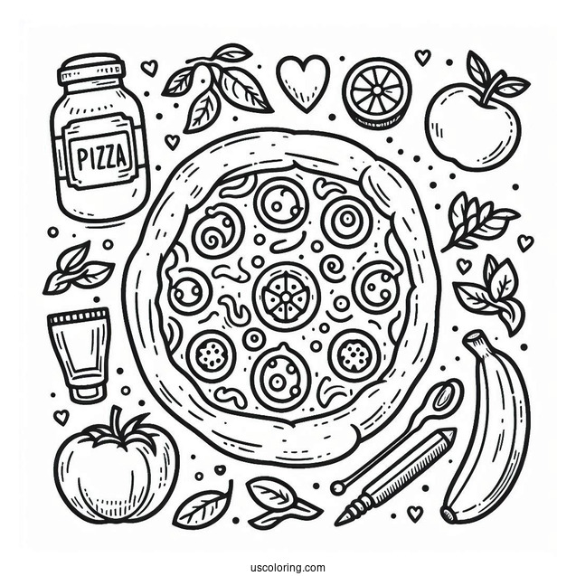 Simple Outline Of a Pizza For Preschoolers