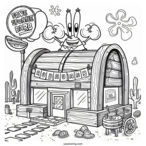The Krusty Krab Restaurant Coloring Sheet