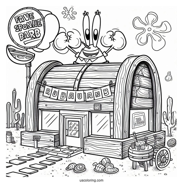 The Krusty Krab Restaurant Coloring Sheet