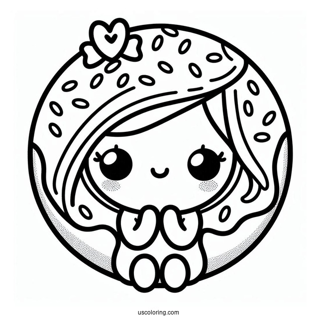 Shy Female Donut Coloring Page With Arms And Legs For Kids