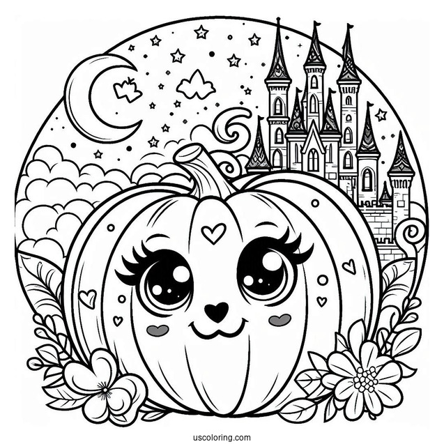 Easy Pumpkin Outline Palace Pets Coloring Page For Preschoolers
