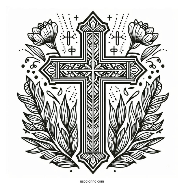 Traditional Style Cross Coloring Sheet