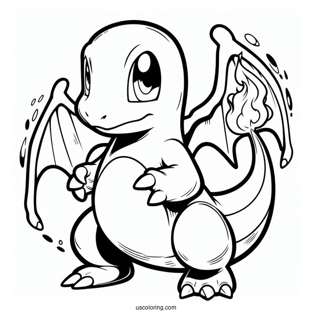 Charmander, Charmeleon, And Charizard Evolution Coloring In