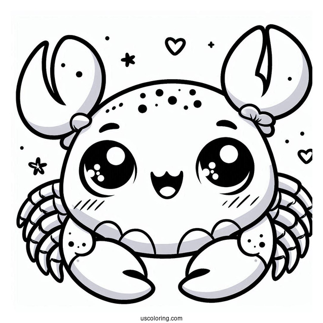 Chibi Smiling Crab Coloring Page For Preschoolers