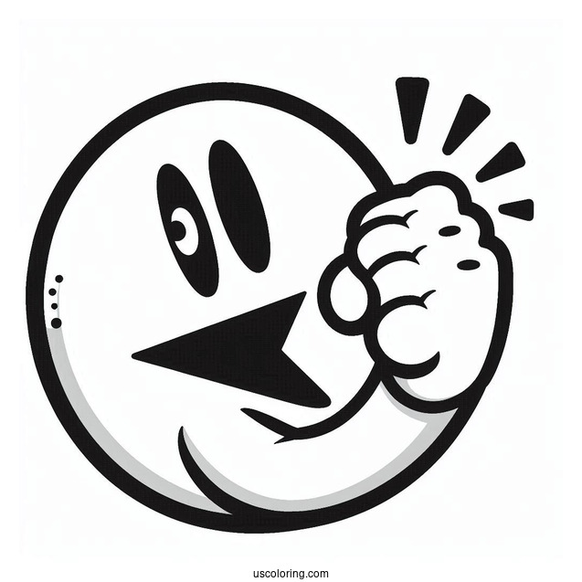 Pac-Man Coloring Page With Fist In The Air