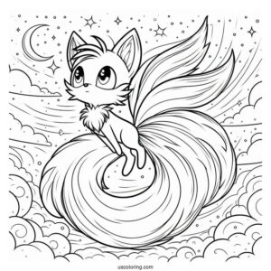 Tails Coloring Page Flying In The Sky