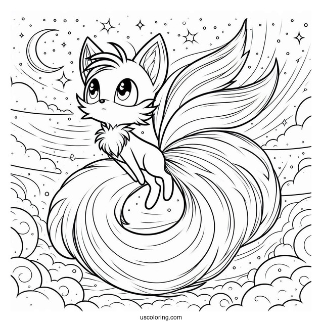 Tails Coloring Page Flying In The Sky