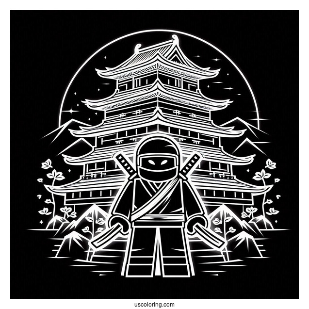 Roblox Neon Ninja In Front Of Japanese Castle