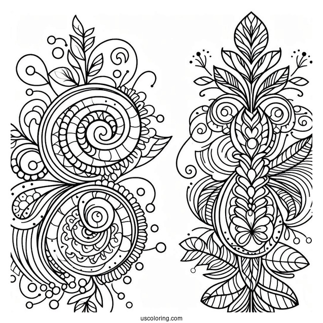 Curved Patterns Coloring Page For Kids