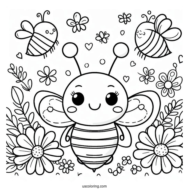 Happy Spring Coloring Page Bee Coloring Page For Preschoolers