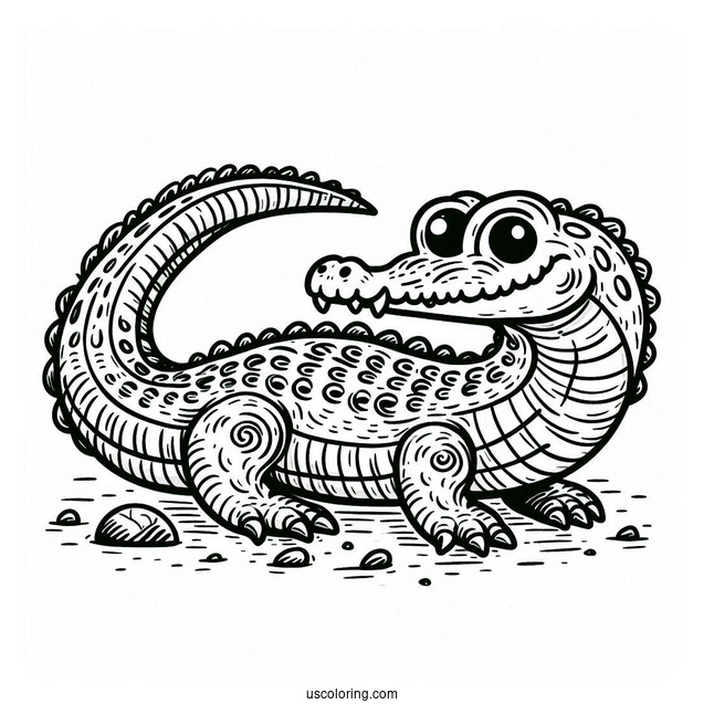 Prehistoric Crocodile Coloring Page