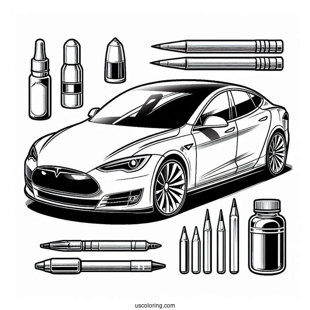 Tesla Model S Coloring Page