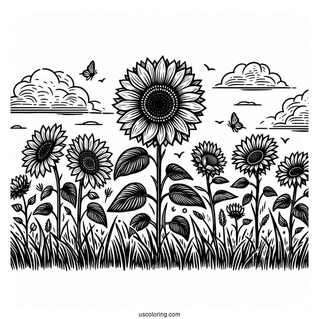 Sunflowers During A Cloudy Day