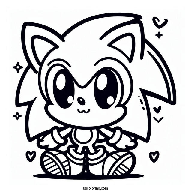Cute Kawaii Sonic Coloring Page