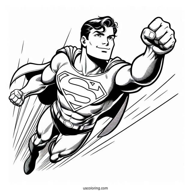 Superman Flying Coloring Page