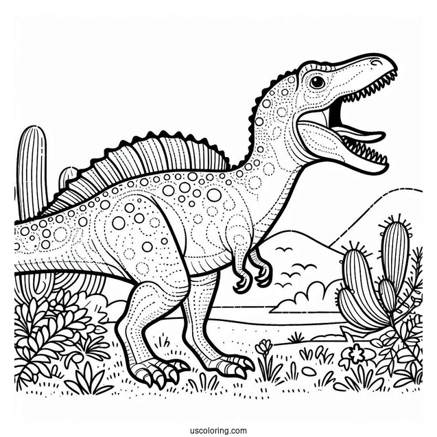 Dotted Spinosaurus Coloring Page Roaring For Kids