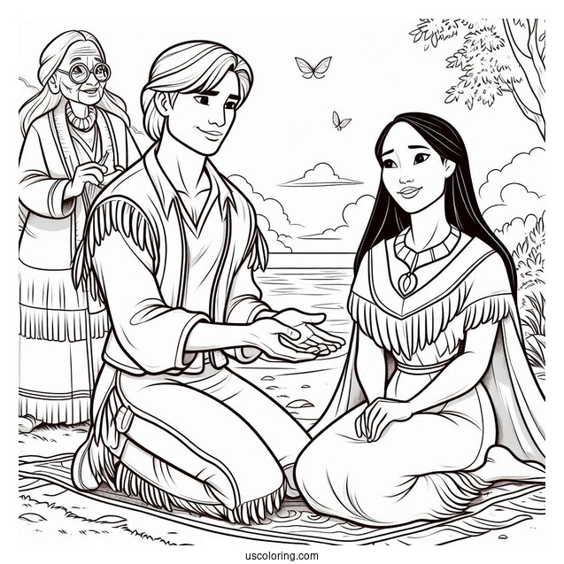 Pocahontas And John Smith With Grandmother Willow