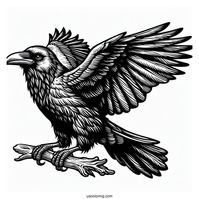 Large Realistic Raven Coloring Page
