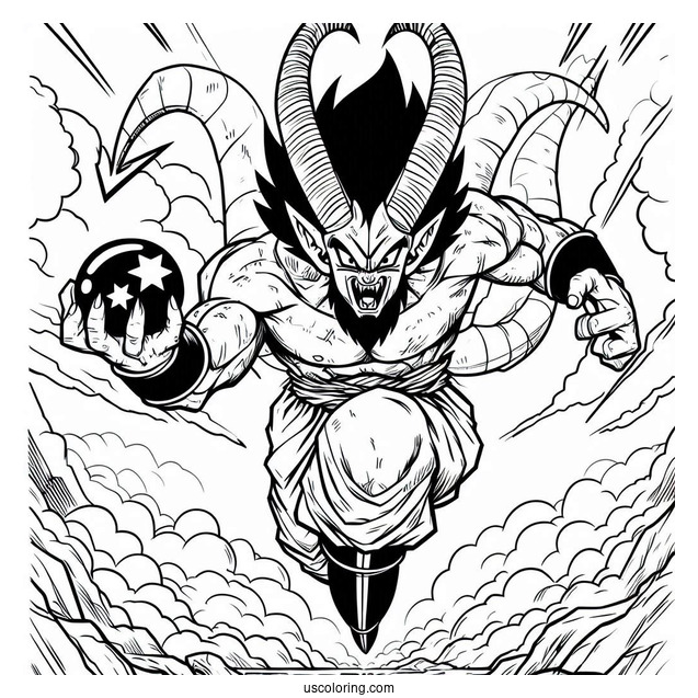 Dragon Ball Z Coloring Page Of Mr. Satan Charging Forward
