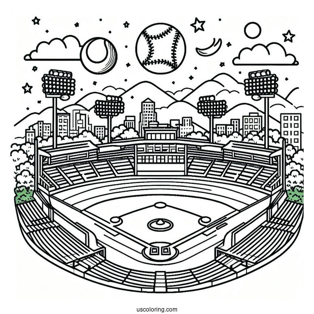 Baseball Stadium Coloring Page