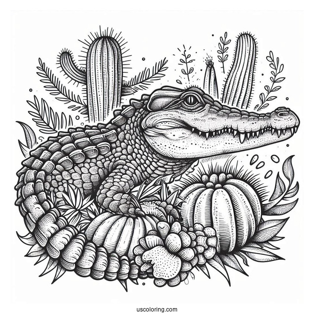 Detailed African Nile Crocodile To Color