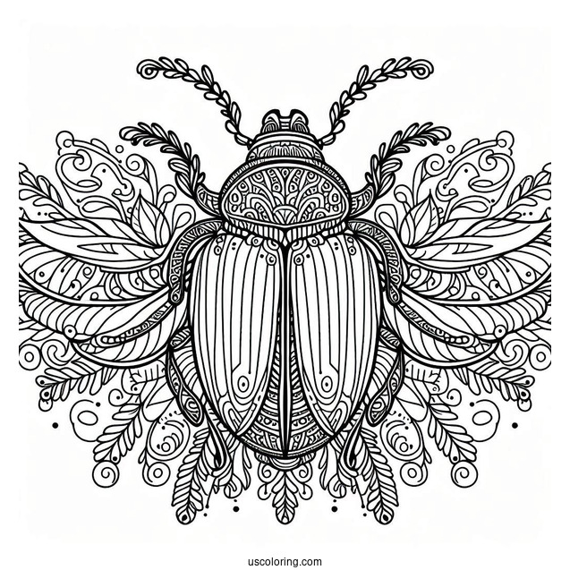 Intricate Beetle Coloring Page Mandala