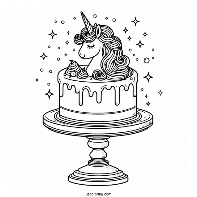 Unicorn Cake On Pedestal