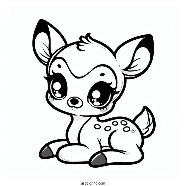 Kawaii Baby Bambi Coloring In