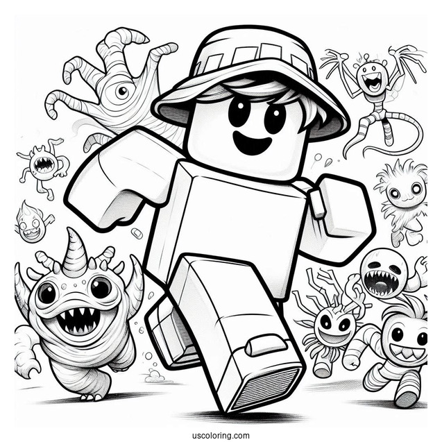 Robox Characters Running From Monster