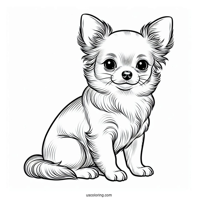 Cute Short Hair Chihuahua Coloring Page Sitting