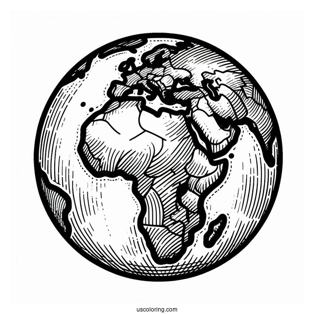 Earth With African Continent To Color