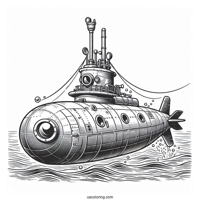 Submarine Coloring Page Of Periscope Above The Water