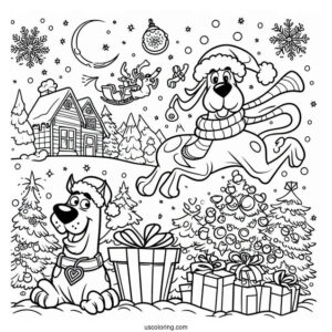 Christmas Themed Scooby-Doo Coloring Page