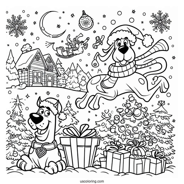 Christmas Themed Scooby-Doo Coloring Page
