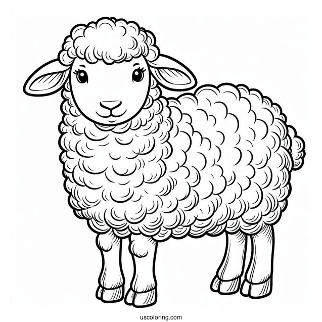 Sheep Standing In A Field Coloring Page